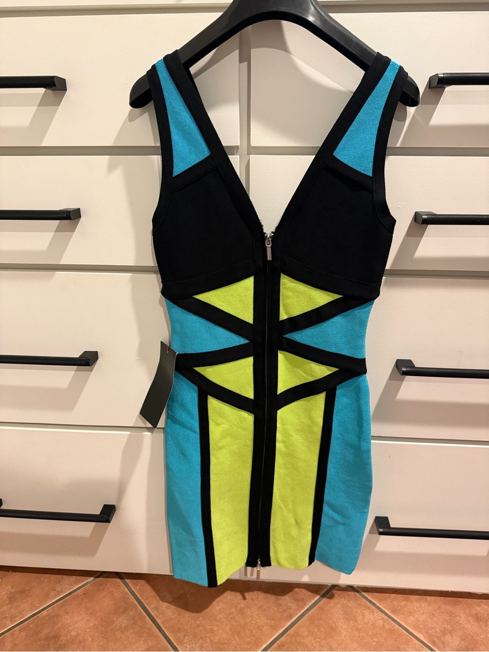 BEBE Neon Colorblock Dress -Perfect for EDC. Size S. NWT. Bought for $130.